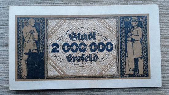 Werty71 Германия Веймар 2000000 марок 1923 банкнота 2 миллиона гроссгельд Крефельд