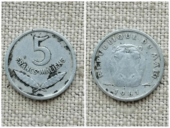 Мали 5 франков 1961 / животные / Гиппопотам /FA