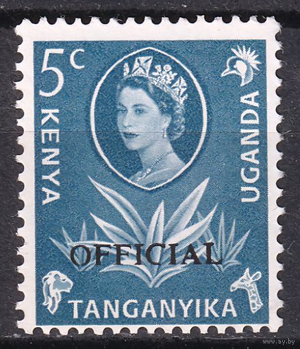 265.BrK. Великобритания. Колонии. Кения, Уганда и Танганьика. Флора, фауна и пейзажи. Елизавета II. Служебные. Надпечатка OFFICIAL. 1960 г. 5c. Mi.#13.