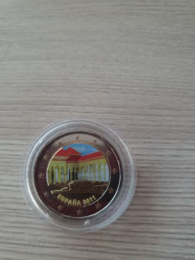 2 евро 2011 год, Испания Альгамбра. Хенералифе и Альбайсин в Гранаде, ЦВЕТНАЯ   в капсуле, UNC