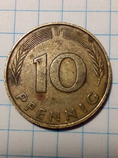 10 пфеннигов ФРГ 1980 J год