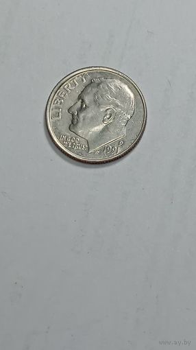 США 10 центов 1991 года . P