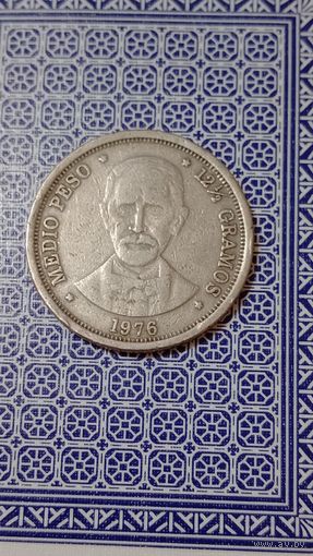 Доминикана 1/2 песо 1976 Дуарте 100 лет со дня смерти редкая