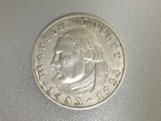 Германия 1933 Третий Рейх 2 рейхсмарки А Мартин Лютер