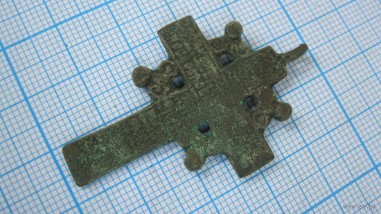 Крестик старинный, нательный. Бронза, литье.