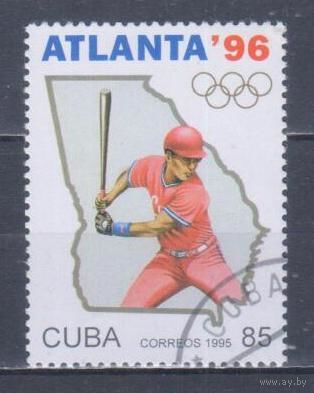 [638] Куба 1995. Спорт.Летние Олимпийские игры.Бейсбол. Гашеная марка.