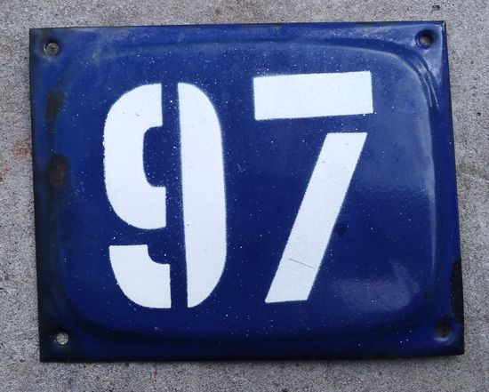 Табличка номер дома 97.эмаль  .