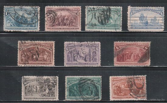 США-1893, (Скотт.230-239), гаш. , Колумб, Флот, 10 марок