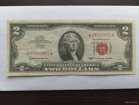 США 2 $ - красная печать - 1963