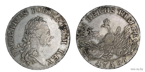 Шикарная Редкая монета  Пруссии 1 талер 1786 А Фридрих II Серебро В коллекцию Много лотов с рубля Лот 14