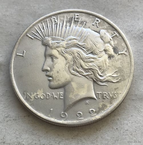 США 1 доллар 1922 (Филадельфия) Мирный доллар - серебро 0,900, достойный! Предпочтителен обмен на другие года или монетные дворы