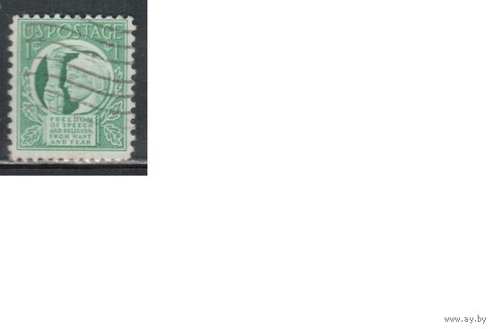 США-1943, (Мих.521 ), гаш.   , Война,  Факел свободы, (одиночка)