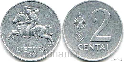 Литва 2 цента 1991
