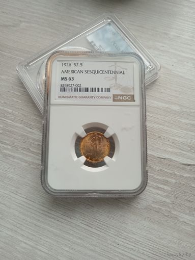 2.5$ США 1926 NGC MS63! Редкость!