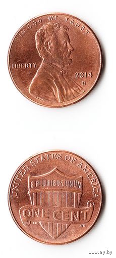 1 цент США 2014 (D) года