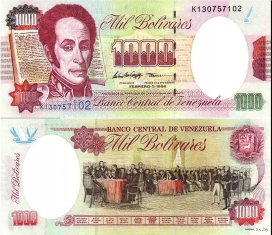 Венесуэла 1000 боливаров образца 1998 года UNC p76c серия L