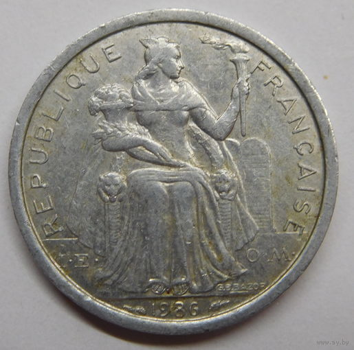 Французская Полинезия 1 франк 1986 г