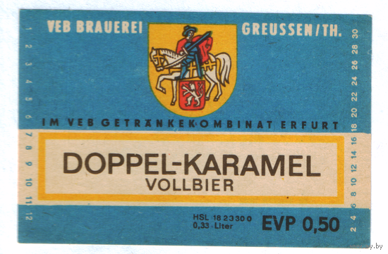 Этикетка пива Doppel-Karamel Германия П751