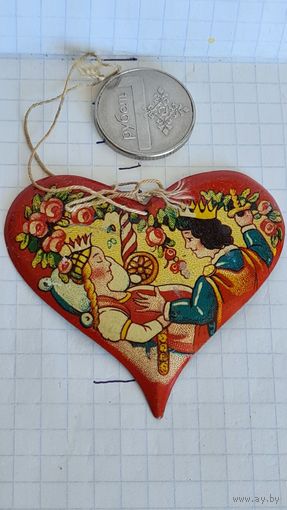 С 1 РУБЛЯ ! СТАРИННАЯ 1930 ГОДЫ ГЕРМАНИЯ ЁЛОЧНАЯ ИГРУШКА  ВАЛЕНТИНКА  СЕРДЦЕ СКАЗКА