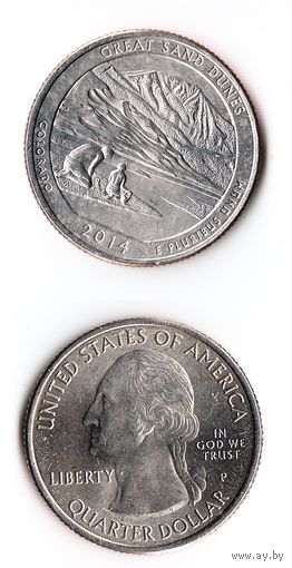 25 центов США 2014 Национальный парк Грейт-Санд-Дьюнс (Колорадо)  P