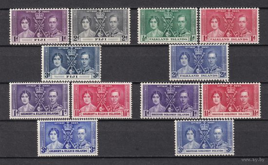 27.BrKS. Великобритания. Колонии. Коронация Георга VI и Елизаветы. Океания. Сборный лот. 1937 г. MNH.