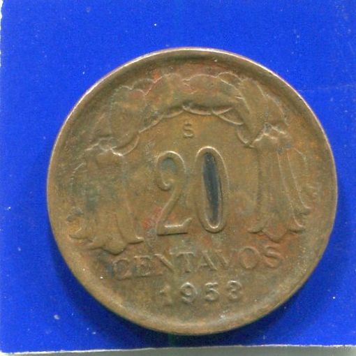 Чили 20 сентаво 1953