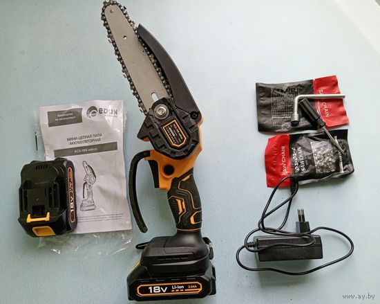 Мини пила цепная аккумуляторная Edon ACS-18/6. С рубля.