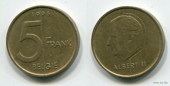 Бельгия. 5 франков (1996, BELGIE, XF)