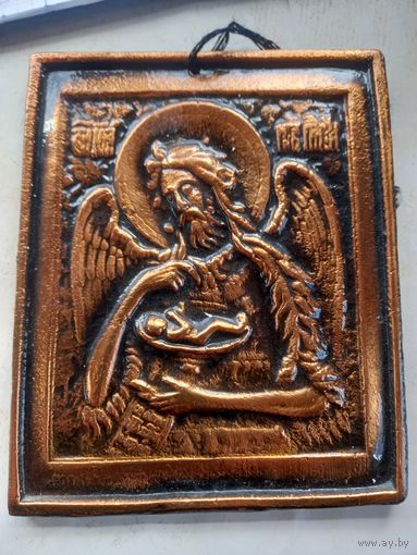 Икона литая силумин тяжелый СССР Архангел с младенцем