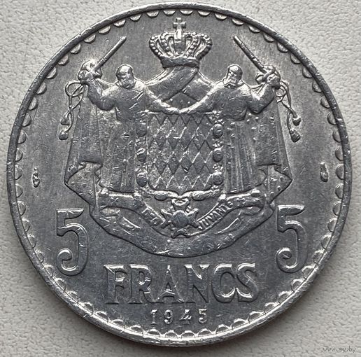 Монако 5 франков 1945 г.