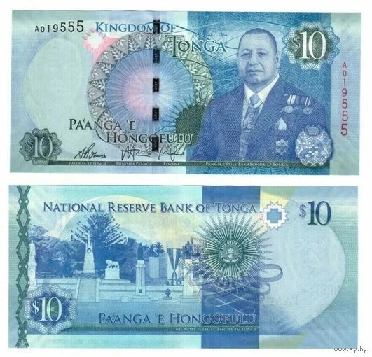 Тонга 10 паанга образца 2015 года UNC p46