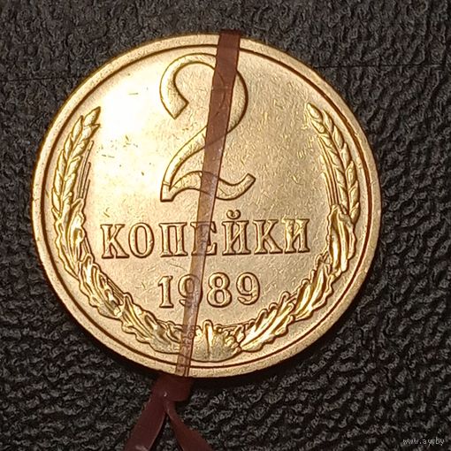 2 копейки 1989 Брак, разворот (поворот)