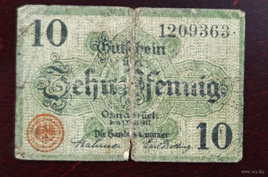 1917 год Германия 10 пфеннигов
