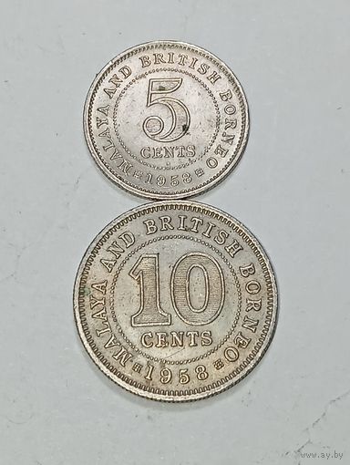 Британскиое Борнео 5 и 10 центов 1958 года .