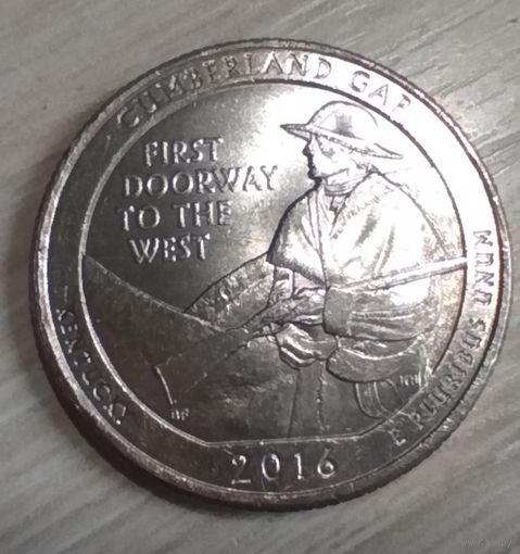 25 центов США, квотер национальный парк CUMBERLAND GAP, 2016, P