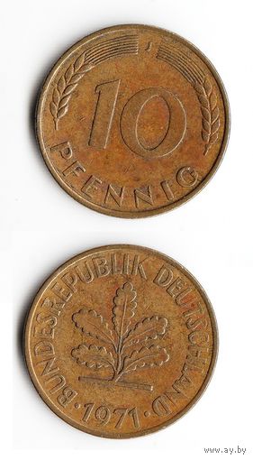 10 пфеннигов Германия 1971 года(J)