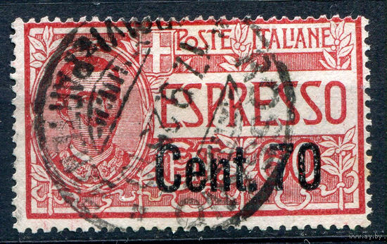 Италия (Королевство) - 1925г. - король Виктор Эммануил III, экспресс, надпечатка 70 с на 60 с - 1 марка - полная серия, гашёная [Mi 212]. #1-It-1-B-1