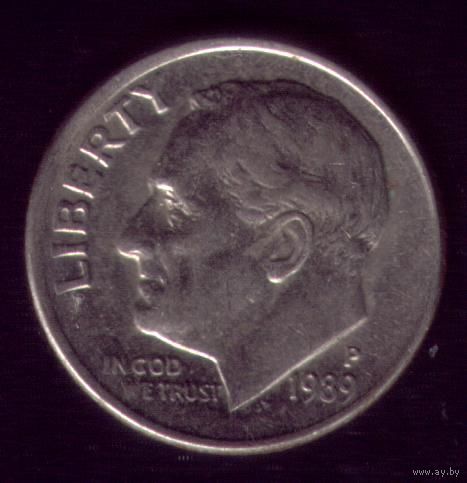 1 дайм 1989 год США Р