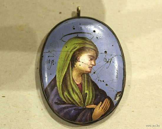 МЕДАЛЬОН БМ ЭМАЛЬ. В СЕРЕБРЕ.18 век