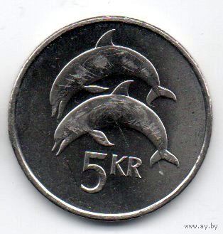 РЕСПУБЛИКА ИСЛАНДИЯ 5 КРОН 2008. ФАУНА. ДЕЛЬФИНЫ