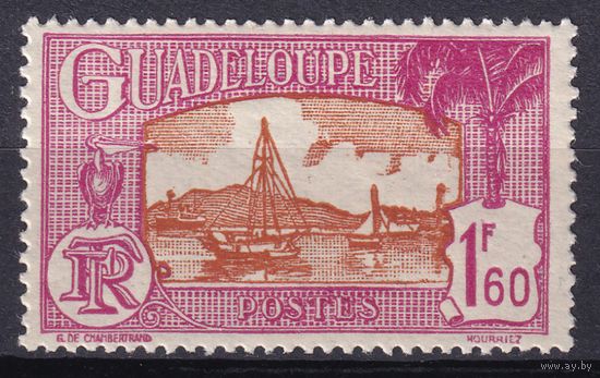 84.FrK. Франция. Колонии. Гваделупа. Местные мотивы. 1940 г. 1,6 Fr. Mi.#160.