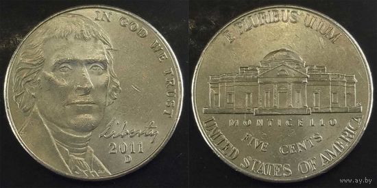 5 центов США 2011г D