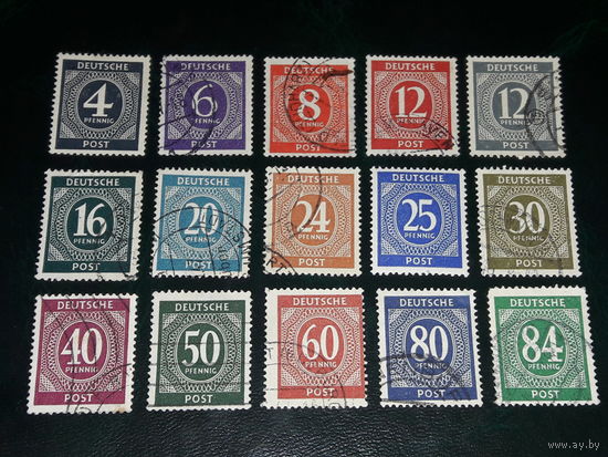 Германия 1946 Стандарт. Совместная зона оккупации. Цифры. 15 хороших марок одним лотом
