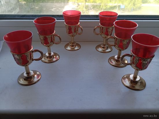 Рюмки подстаканник Декор пластик 6 штук редкий набор