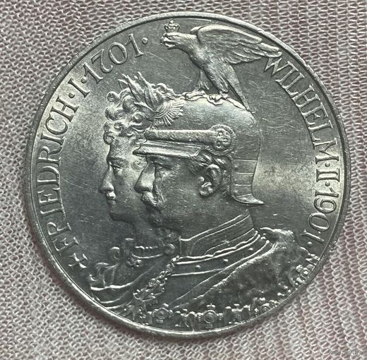 Монета 5 марок 1901 год. Пруссия. Германская империя. 200 лет Пруссии.
