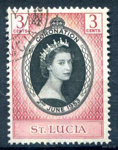 Британские колонии - Сент-Люсия - 1953г. - коронация королевы Елизаветы II - 1 марка - полная серия, гашёная [Mi 145]. #2-Bc-58-A-1