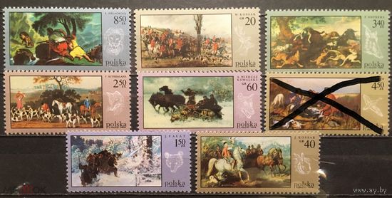Живопись искусство Польша 1968 лошади охота  **