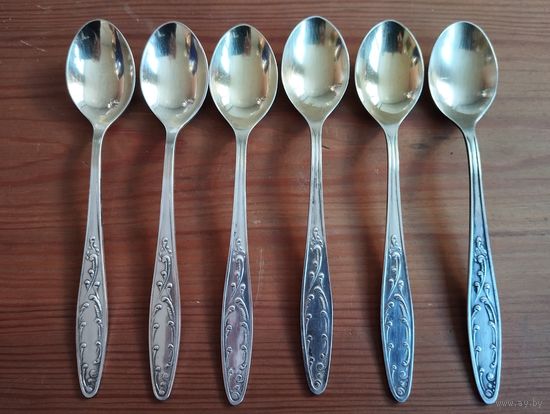 Ложки чайные золотое Пламя, мельхиор. Кольчугино, СССР