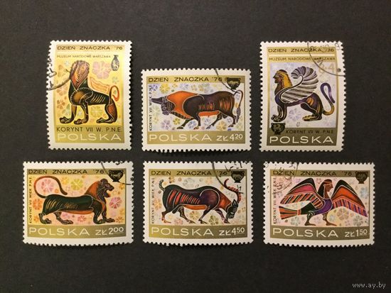 Польша 1976 год. Искусство. Фрески. Художественная роспись. Мифические животные.
