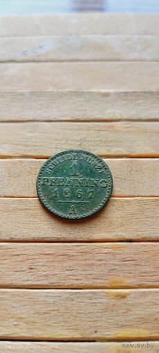 Пруссия 1 пфенниг 1867